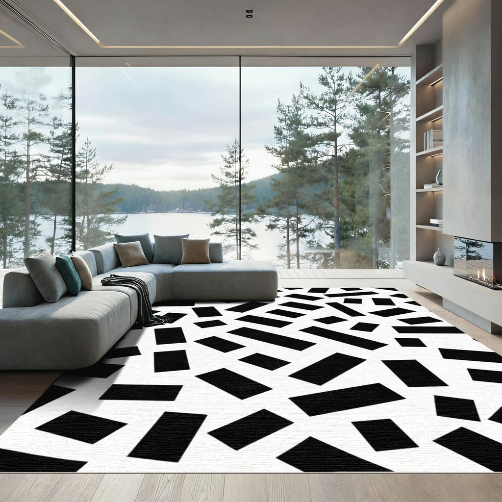 Abstract Black Rectangles Scatter Rug