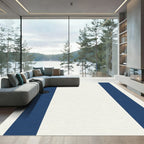 Navy Cream Vertical Stripe Rug