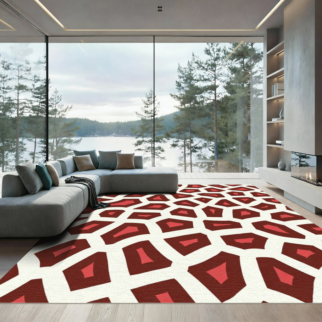 Warm Geometric Animal Patch Rug