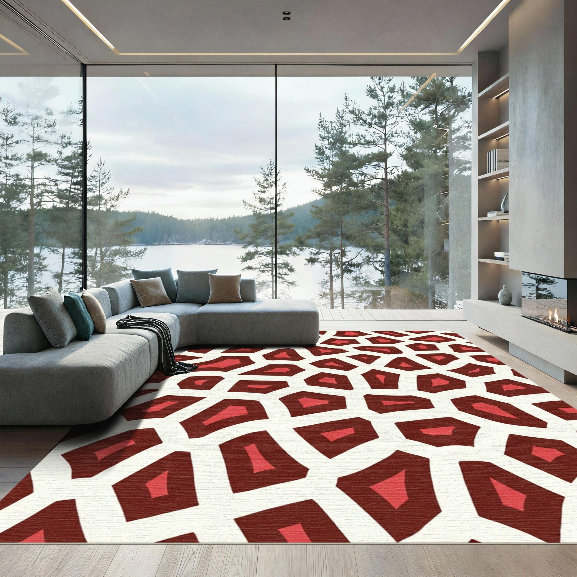 Warm Geometric Animal Patch Rug
