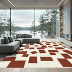 Abstract Sienna Squares Composition Rug