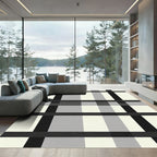 Black and White Plaid Geometric Rug