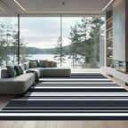 Sophisticated Charcoal Stripe Sequence Rug
