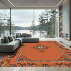Terracotta Black Yellow Medallion Frame Rug