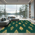 Golden Leaf Emerald Field Rug