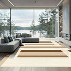 Neutral Shade Geometric Stripe Rug