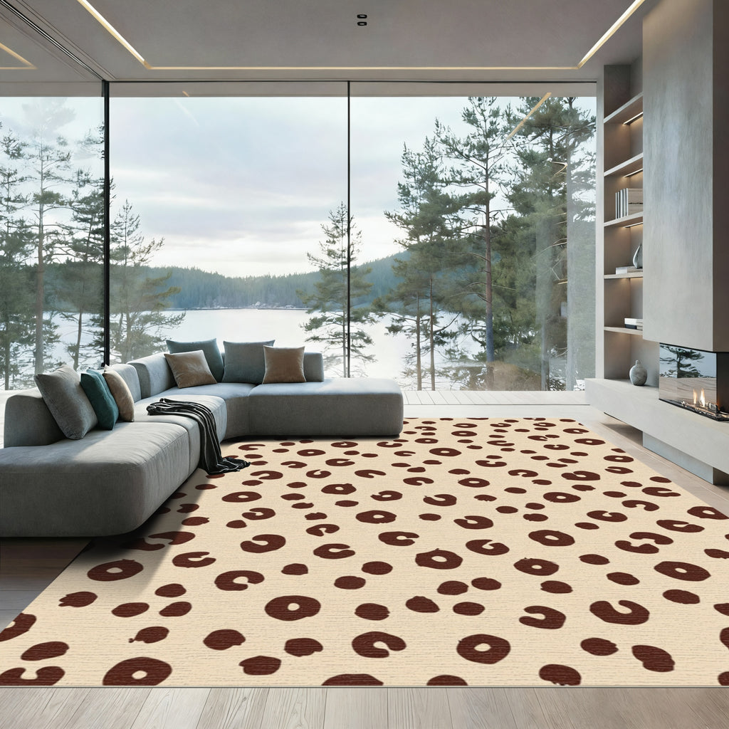 Brown Leopard Spot Splash Rug