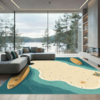 Coastal Island Surfboard Nautical Compass Rug