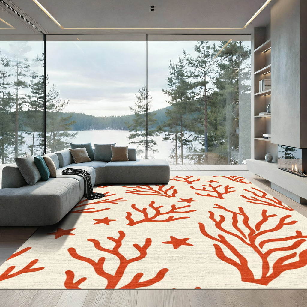 Coral Starfish Red Cream Rug