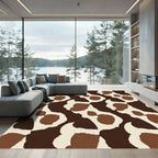 Brown And Cream Abstract Spotty Rug