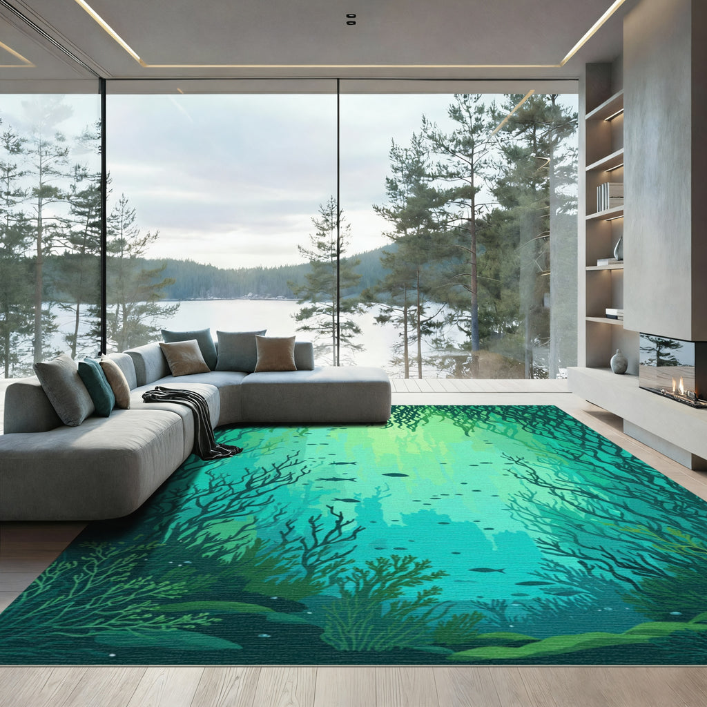 Deep Green Underwater Kelp Forest Rug