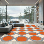 Bold Orange Gray Circle Links Rug