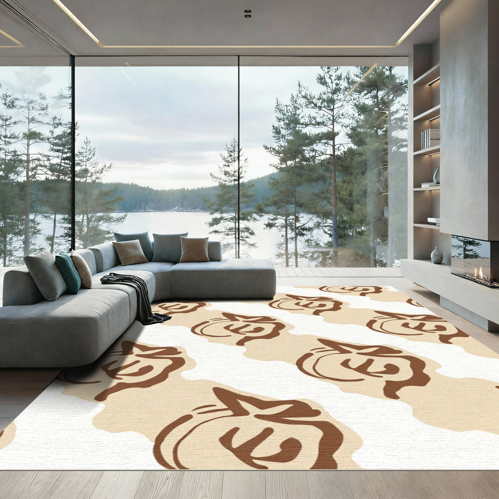 Brown Outline Fruit Diagonal Rug