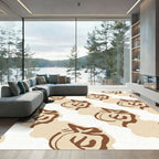 Brown Outline Fruit Diagonal Rug