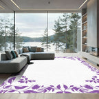 Vibrant Purple Botanical Vine Border Rug