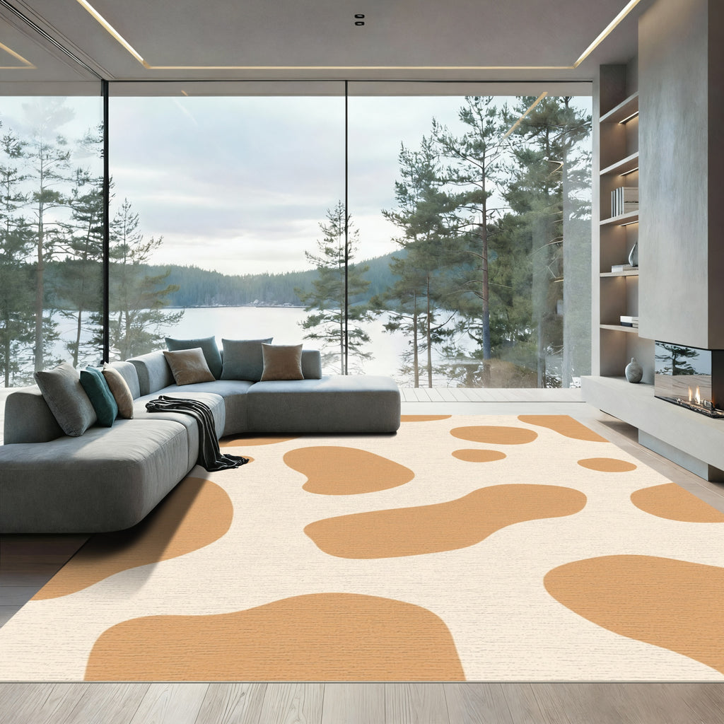 Brown Spots Cream Abstract Field Rug