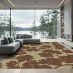 Brown Leafy Vine Silhouette Rug