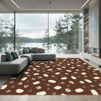 Brown Cream Gestural Scattered Markings Rug
