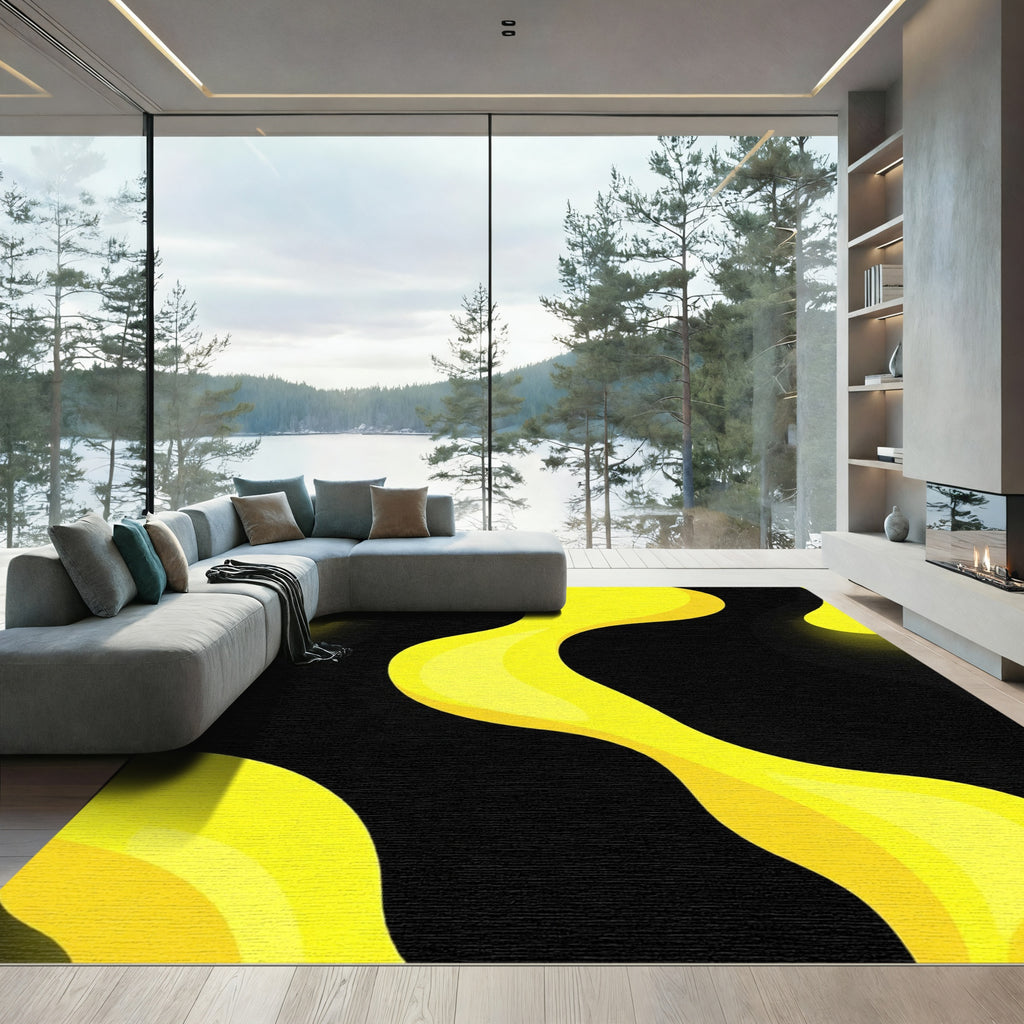 Vibrant Yellow Molten Lava Rug