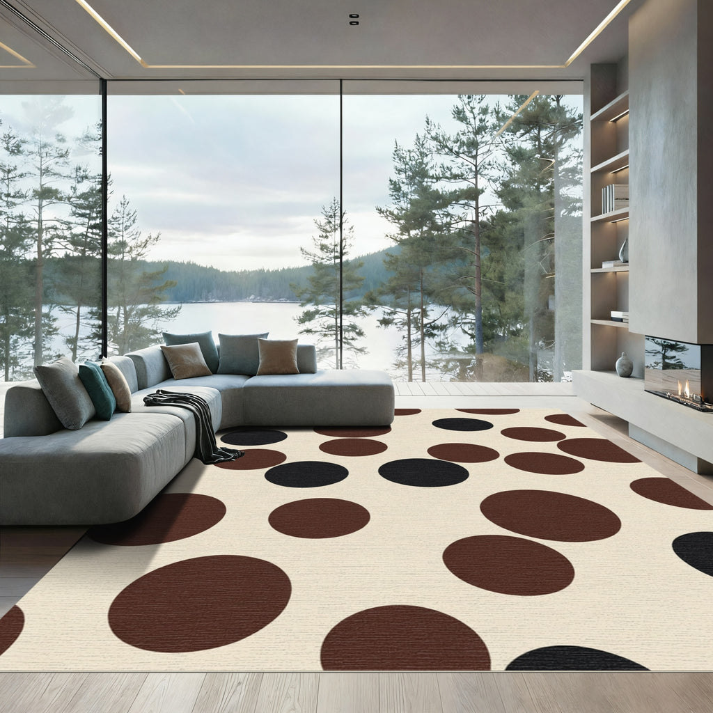 Brown Black Circular Composition Rug