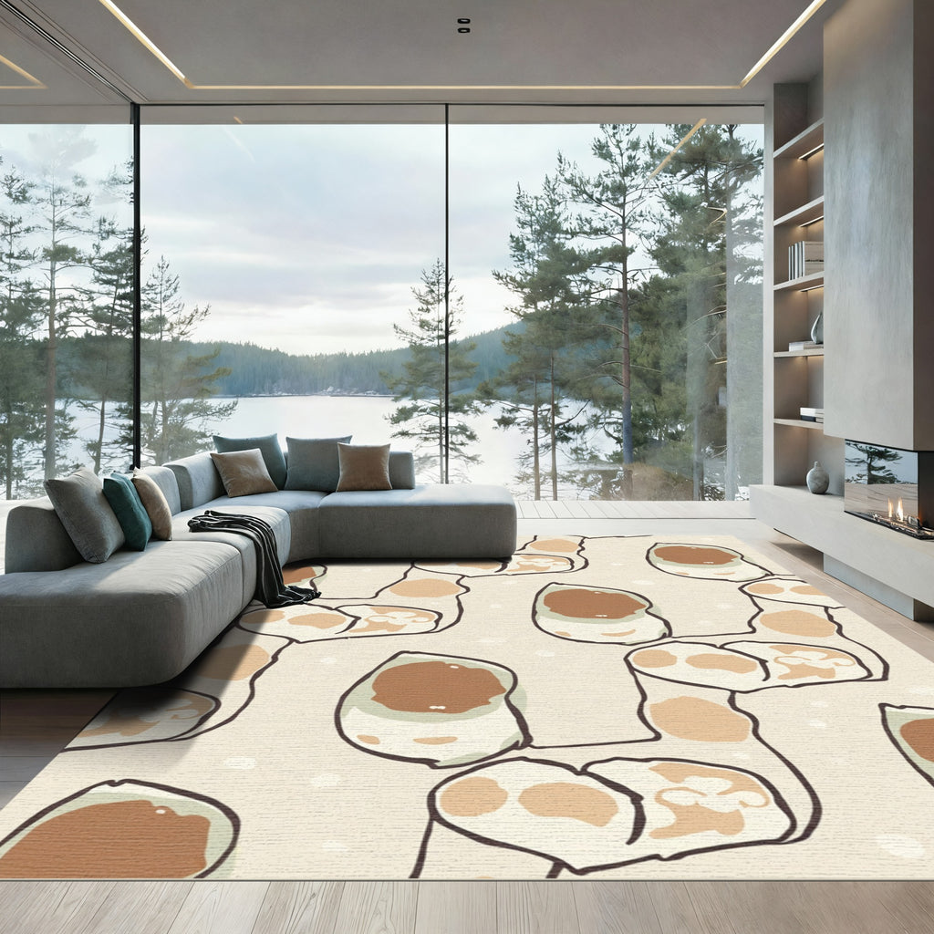Earthy Tone Organic Freeform Swirl Rug