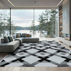 Gray Diamond Lattice Intersecting Lines Rug