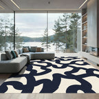 Cream Black Organic Flow Rug