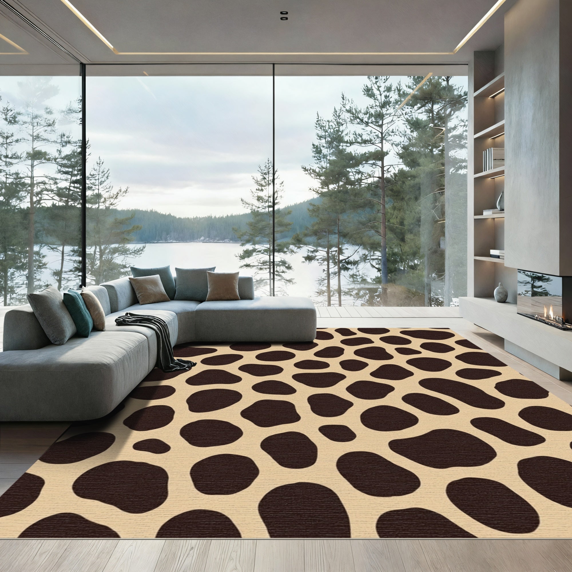 Brown Spots Beige Tortoiseshell Accents Rug