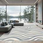 Wavy Blue Cream Swirl Rug