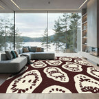 Cream Brown Abstract Organic Shape Rug