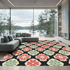 Retro Floral Quatrefoil Medallion Accent Rug