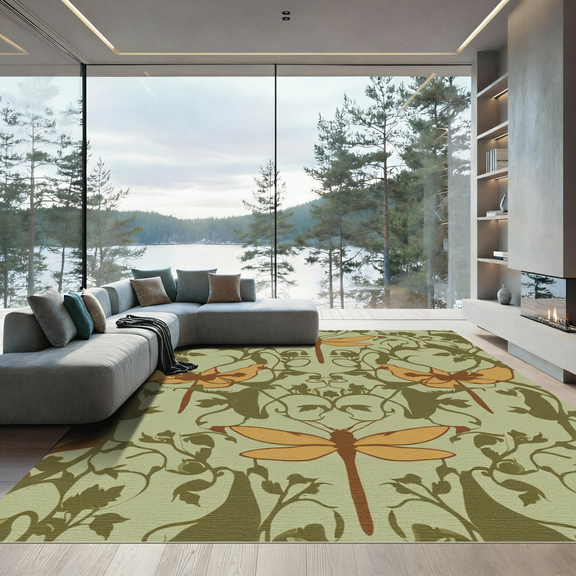 Orange Dragonfly Botanical Garden Rug