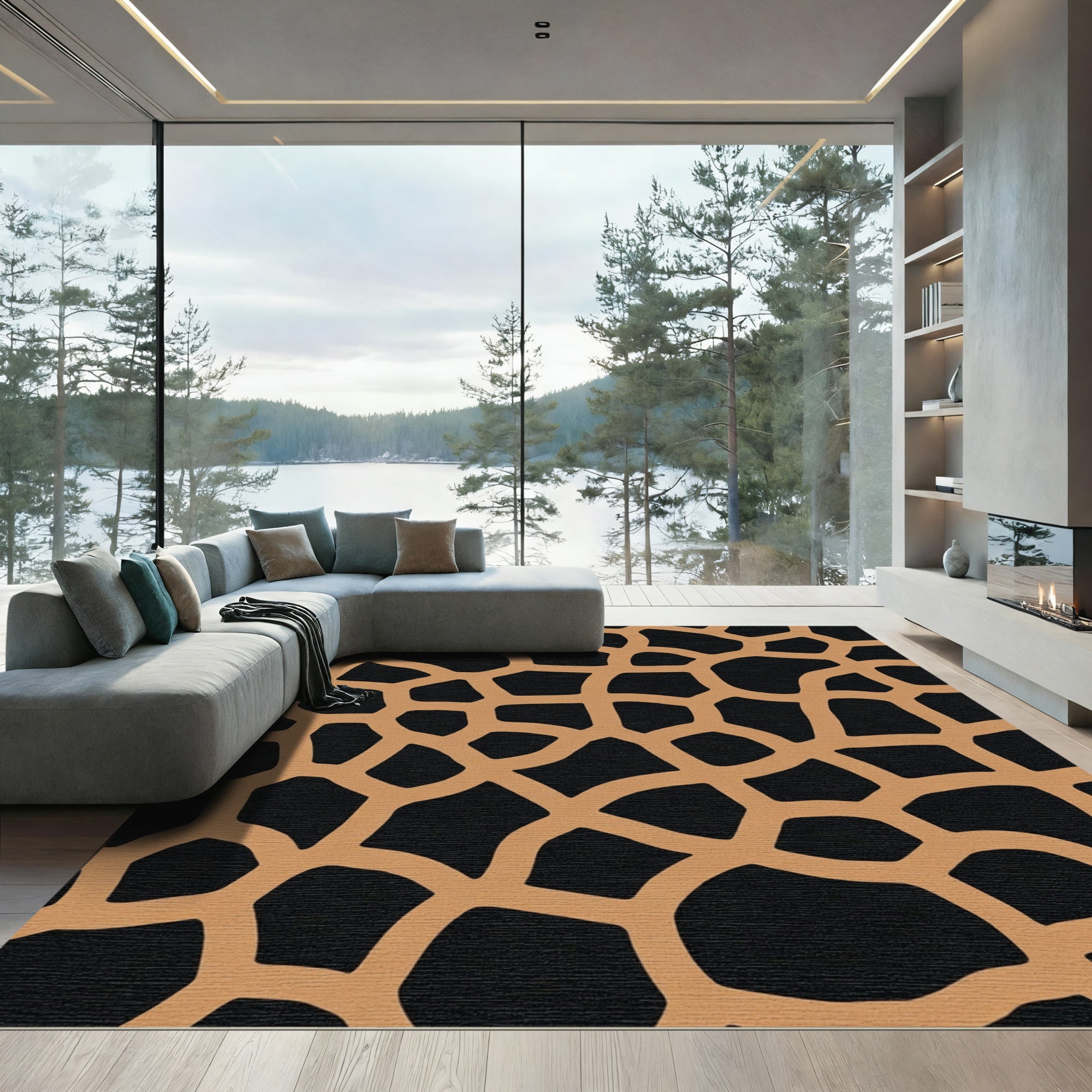 Brown Ochre Giraffe Spots Rug
