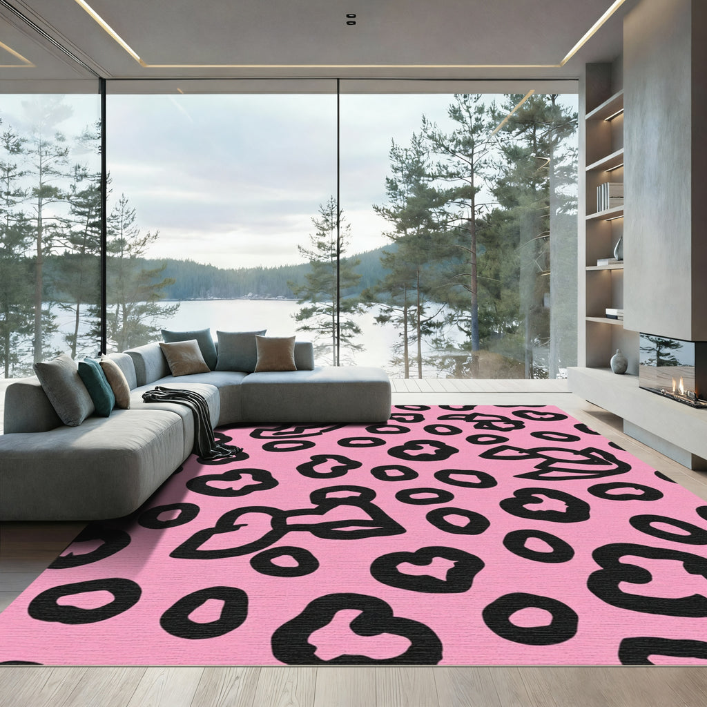 Playful Pink Leopard Spots Rug