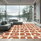 Terracotta Bone Organic Grid Rug