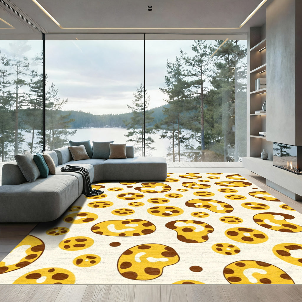 Golden Yellow Spotted Organic Forms Rug