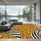 Earthy Yellow Animal Paw Zebra Stripe Rug