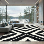 Bold Black White Chevron Zigzag Rug