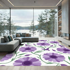 Purple Daisy Bird Vine Meadow Rug