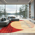 Crimson Sunset Abstract Linear Rug