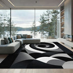 Monochromatic Abstract Swirl Gradient Rug