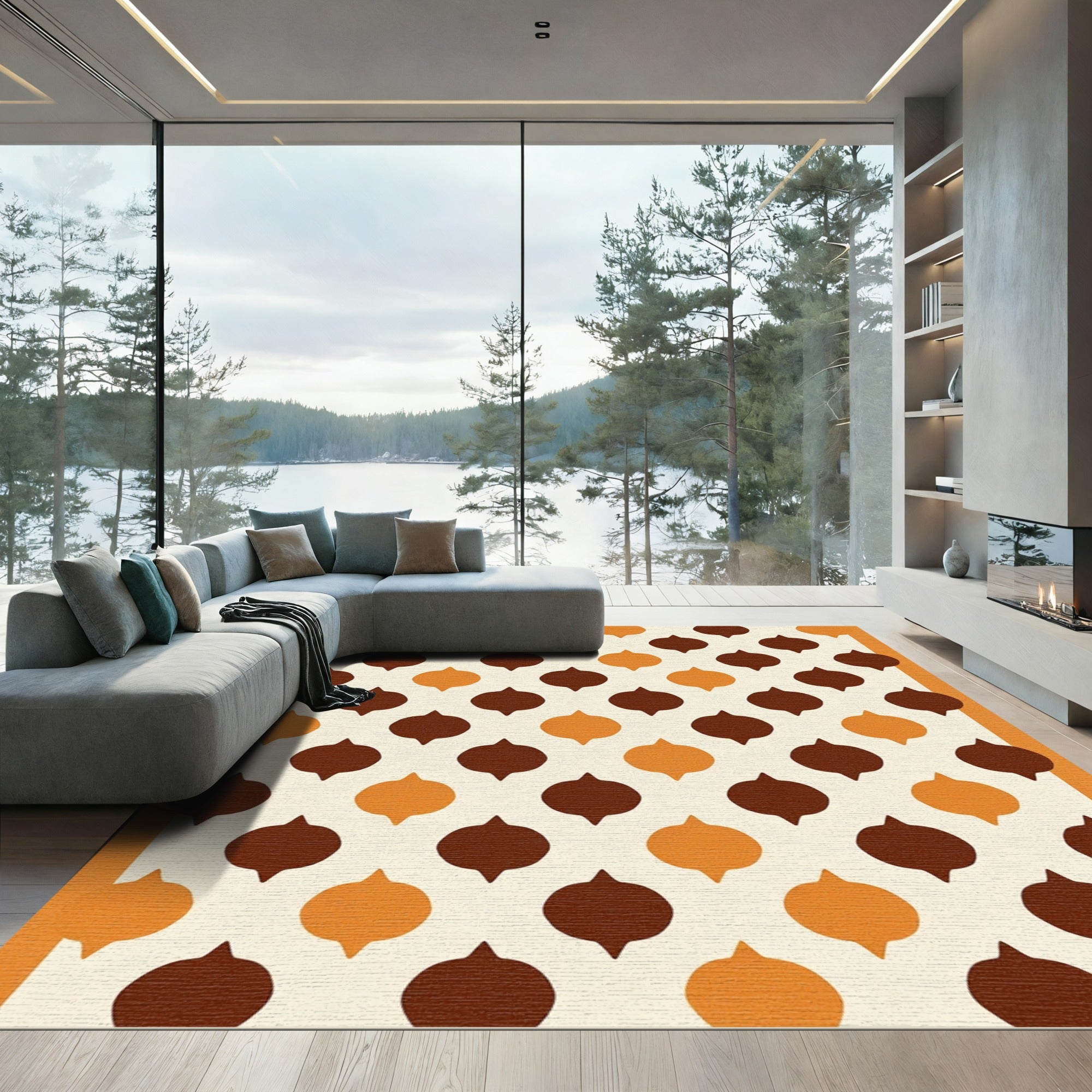 Cocoa Orange Onion Medallion Pattern Rug