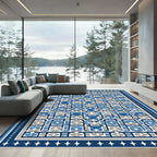 Blue Gray Geometric Archway Rug