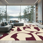 Crimson Ivory Creamy Abstract Flow Rug