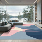 Soft Pink Blue Abstract Landscape Rug