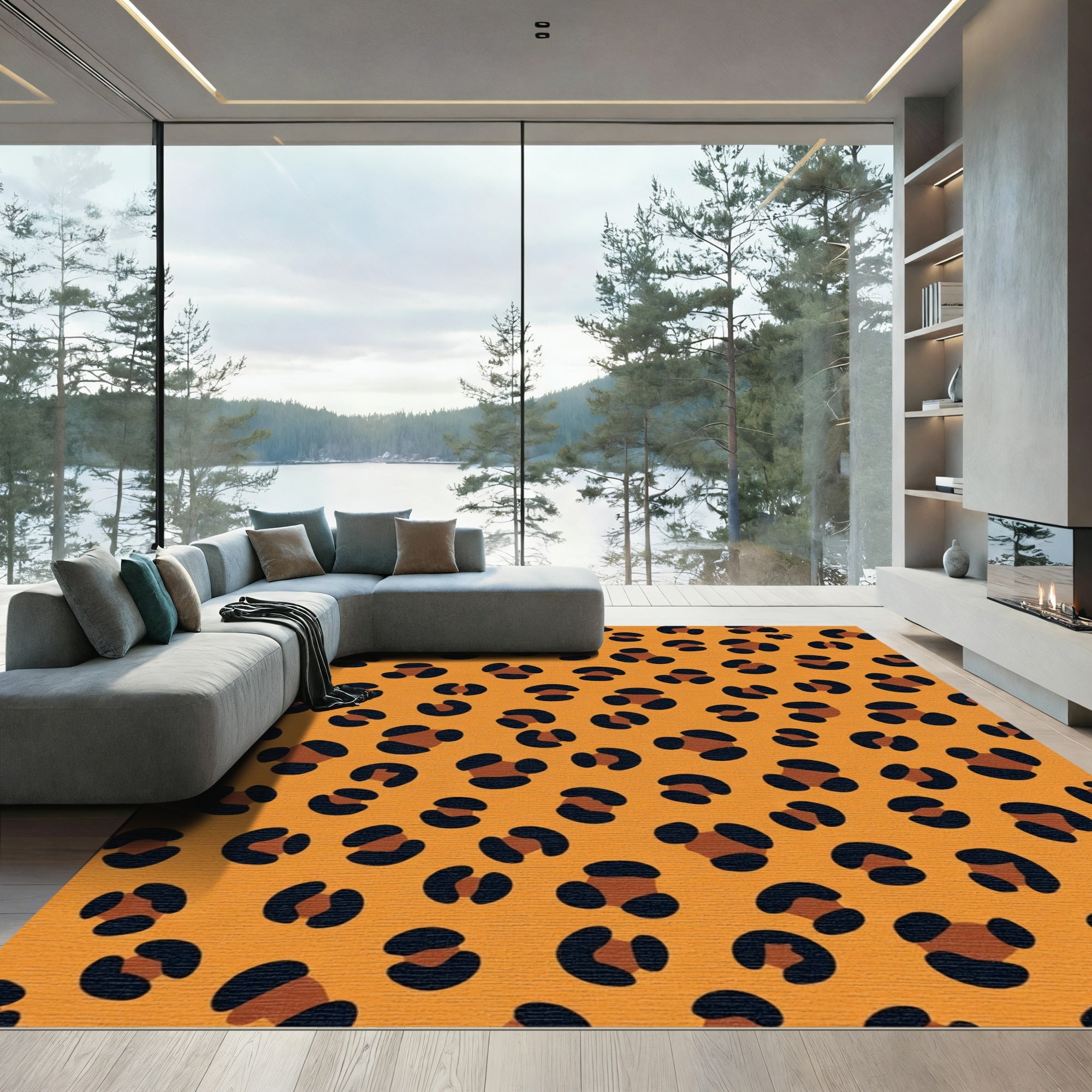Orange Black Animal Spots Rug