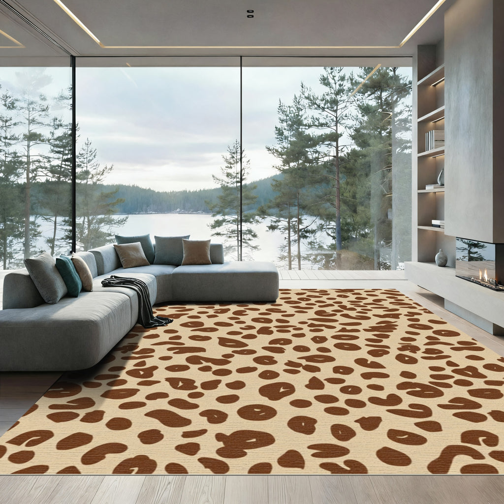 Neutral Brown Spotty Spots Rug