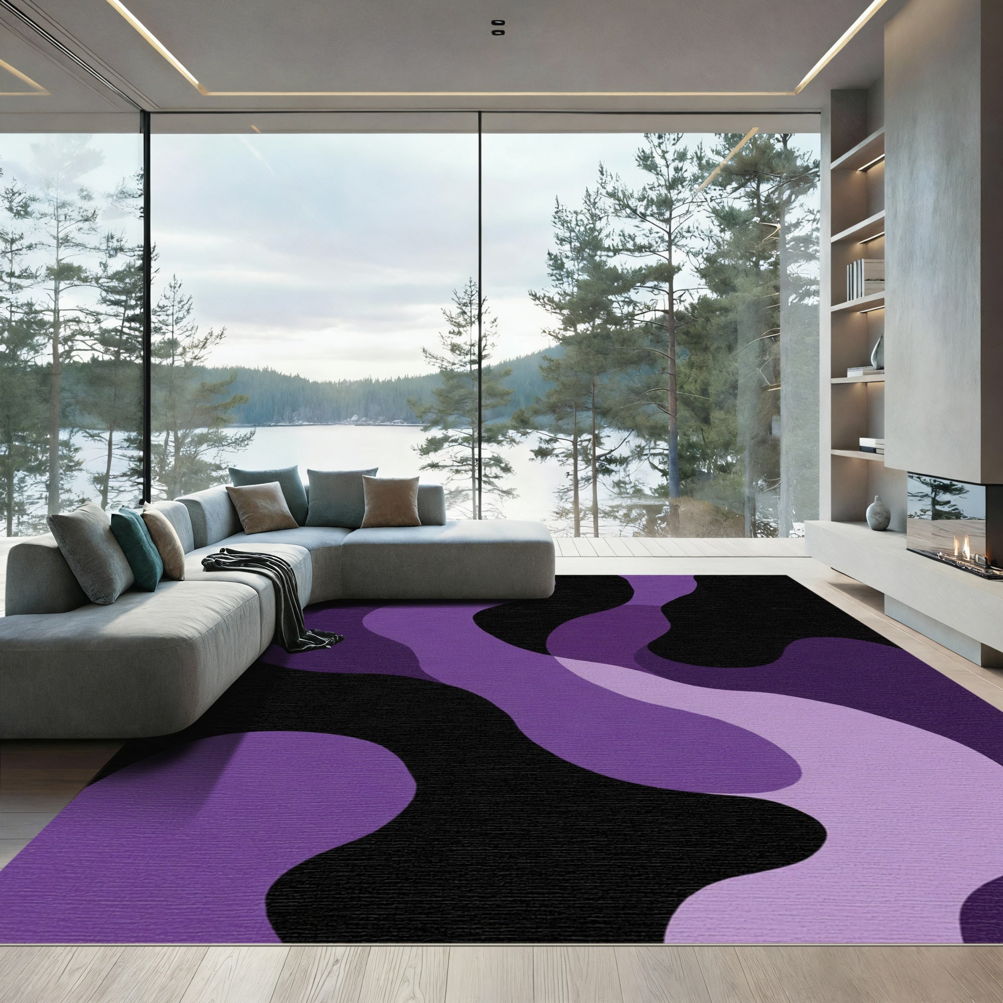 Deep Purple Gradient Flow Rug