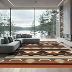 Earthy Geometric Stripes Navajo Rug
