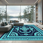 Turquoise Dark Oval Medallion Rug